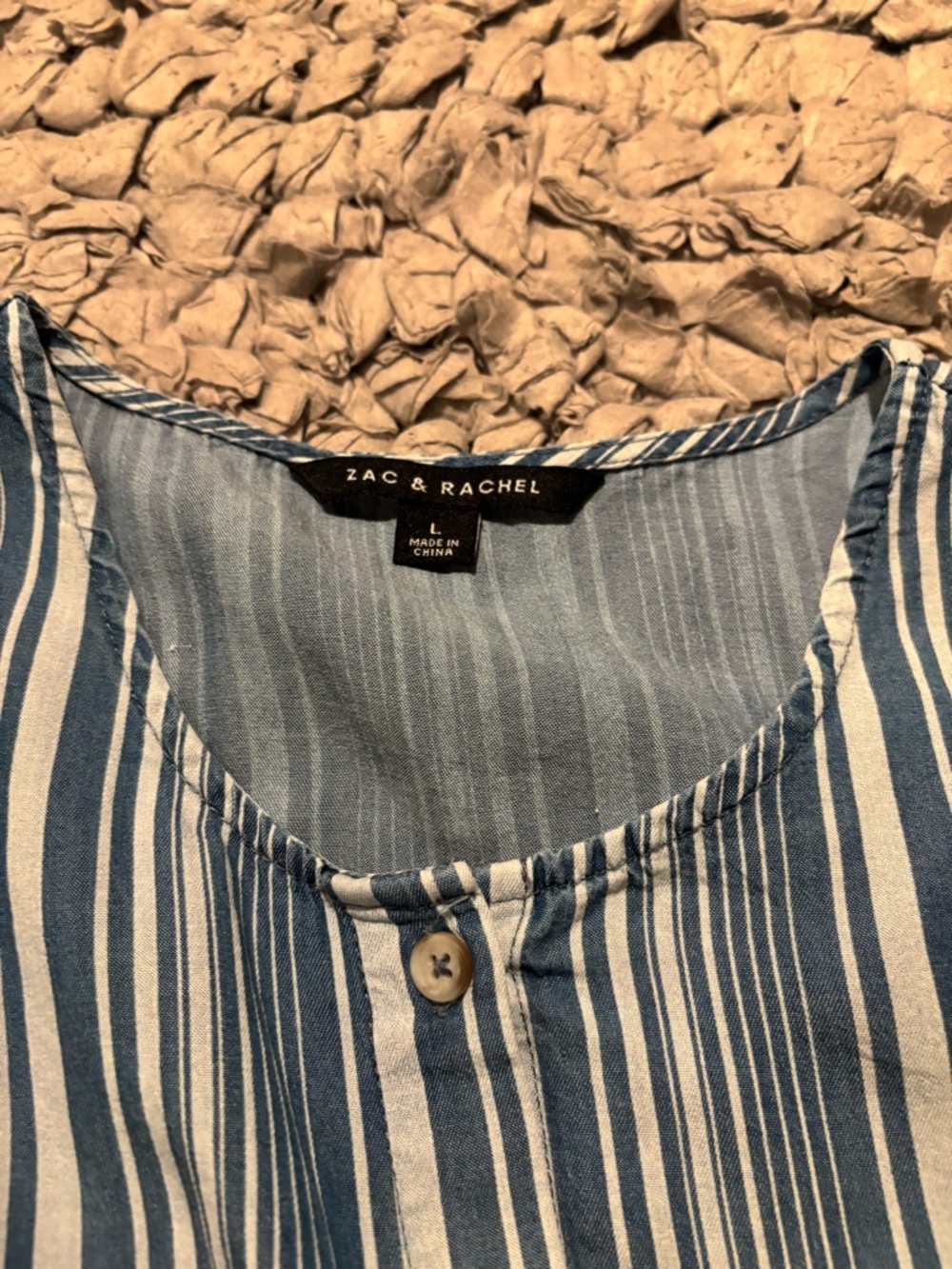 Zac & Rachel Striped Blue Tie-Waist Button Front Romper - Picture 2 of 9